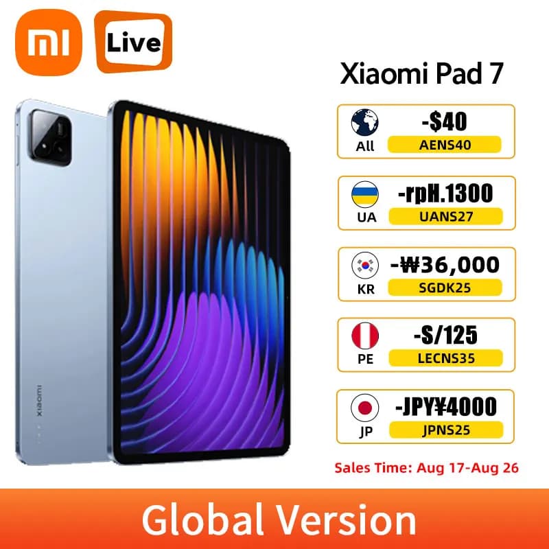 Xiaomi Pad 7 Global Version Mi Tablet Snapdragon 7+ Gen 3 3.2K 144Hz 3200×2136 Dispaly 8850mAh Battery 45W Turbo Charging