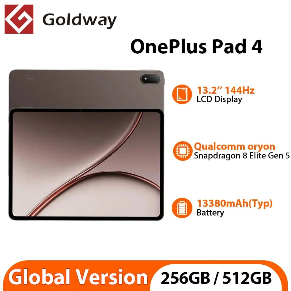 Global Version OnePlus Pad 4 Snapdragon 8 Elite Gen 5 13.2" 3.4K 144Hz LCD Display 256GB 512GB 13380mAh Android WiFi Tablet