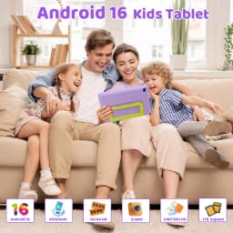 URAO KB1016 10.1 Inch Kids Tablet PC 20GB RAM 64GB ROM Android 16 IPS HD 800*1280 Display 5000mAh Children Learning Tablet Support TF Card 1TB Expand Back To School Educational Kids Tablet Purple & Blue