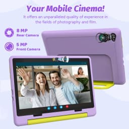 URAO KB1016 10.1 Inch Kids Tablet PC 20GB RAM 64GB ROM Android 16 IPS HD 800*1280 Display 5000mAh Children Learning Tablet Support TF Card 1TB Expand Back To School Educational Kids Tablet Purple & Blue
