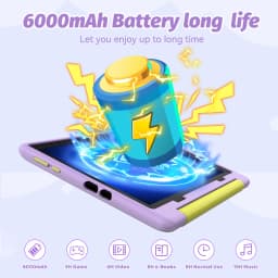 URAO KB1016 10.1 Inch Kids Tablet PC 20GB RAM 64GB ROM Android 16 IPS HD 800*1280 Display 5000mAh Children Learning Tablet Support TF Card 1TB Expand Back To School Educational Kids Tablet Purple & Blue