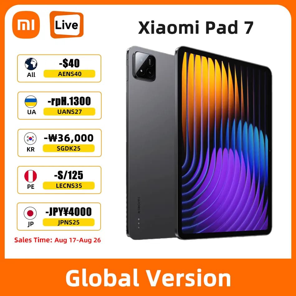 Global Version Xiaomi Pad 7 Snapdragon 7+ Gen 3 Xiaomi HyperOS 2 11.2" 3.2K 144Hz Dispaly 8850mAh Battery 45W Turbo Charging