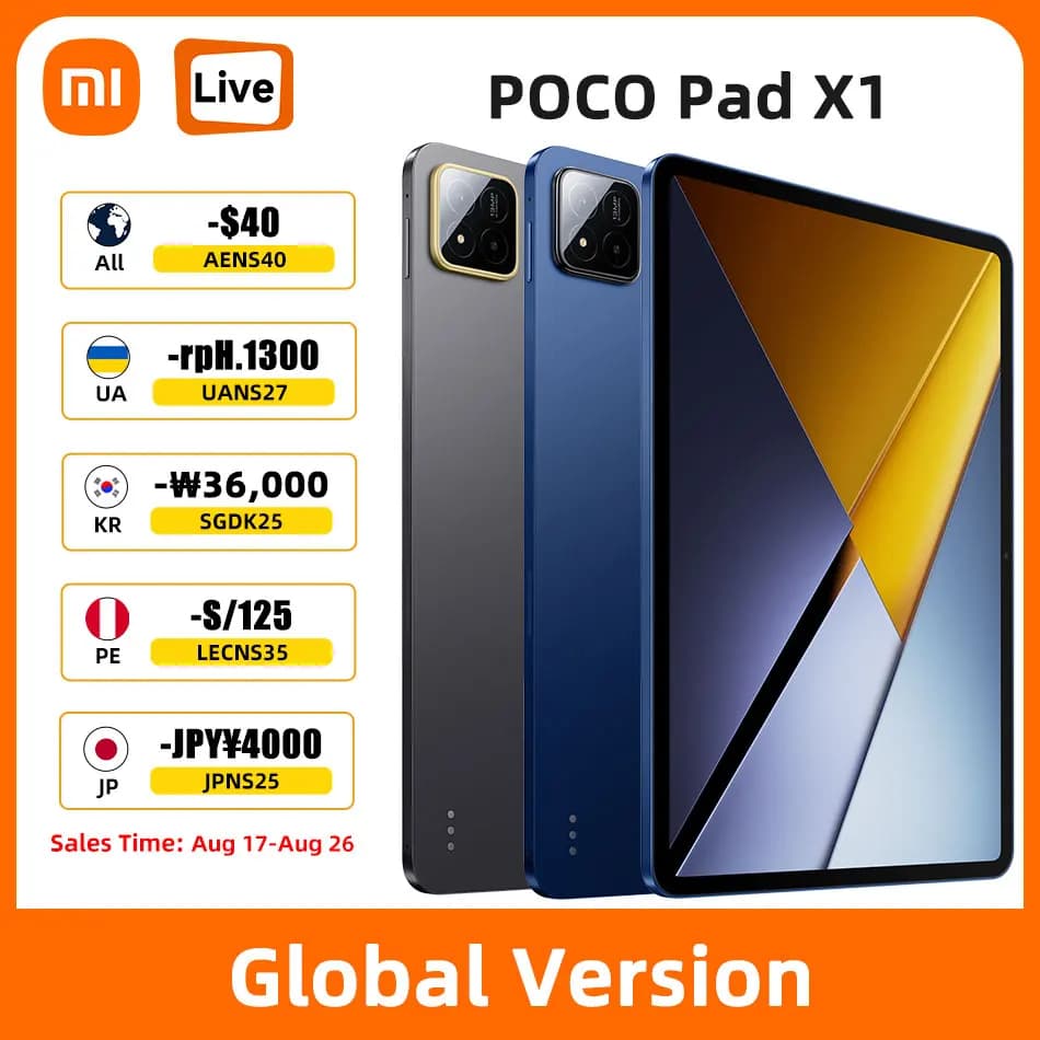 Global Vesion POCO Pad X1 11.2" 3.2K 144Hz Display Snapdragon 7+ Gen 3 8850mAh Battery 45W Turbo Charging 13MP Quad Speakers