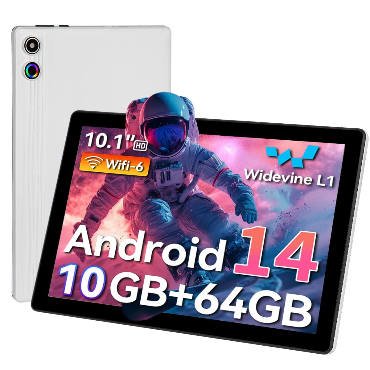 Tablet 10.1 Inch Android 14 Tablet PC, 10GB(3+7) RAM 64GB ROM Octa‑Core Processor, 1280*800 LCD Display, 5000mAh Battery, Only Tablet, For Daily Entertainment Reading Browsing