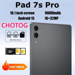 CHOTOG Pad 7s Pro Tablet Android Tab PC 10.1 Inch 16+32MP Face Unlocked 5G Dual SIM 10000mAh Long Battery Wifi GPS Global Version Tablets With Keyboard Laptop