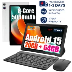 A10L Octa Core Android Tablet PC 10.1 Inch HD LCD Laptop Style Tablet Android 15 24GB(4+20 Virtual) RAM 64GB ROM 5000mAh Type‑C Complete Full Accessories Set Portable Tablet PC For Home Study Entertainment
