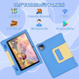 URAO KT1026 10.1 Inch Kids Octa Core Tablet PC Widevine L1 Certified Android 15 20GB(3+17GB Virtual) RAM 128GB ROM 5000mAh HD 1280*800 Screen Pink Blue Purple 3 Colors Children Learning Tablet TF 1TB Expand Streaming Education Tablet