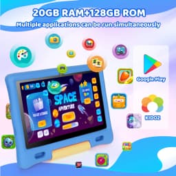 URAO KT1026 10.1 Inch Kids Octa Core Tablet PC Widevine L1 Certified Android 15 20GB(3+17GB Virtual) RAM 128GB ROM 5000mAh HD 1280*800 Screen Pink Blue Purple 3 Colors Children Learning Tablet TF 1TB Expand Streaming Education Tablet