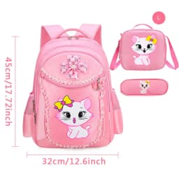 3 Pieces Pink Cat Children Backpack School Bags for girls Cartoon Kid Backpack Kitty Printing Bookbag mochilas escolares infanti