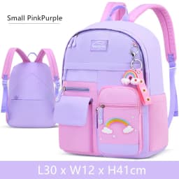 Kawaii Pink Purple Elementary School Backpack for Girls Cute Rainbow Student Bookbag Primary School Girl SchoolBag Children Gift