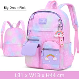 Kawaii Pink Purple Elementary School Backpack for Girls Cute Rainbow Student Bookbag Primary School Girl SchoolBag Children Gift