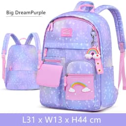 Kawaii Pink Purple Elementary School Backpack for Girls Cute Rainbow Student Bookbag Primary School Girl SchoolBag Children Gift