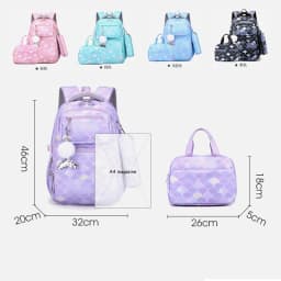 3pcs/Set Fish Scale Print Kid Backpack With Mermaid pendant Girl waterproof School Bag Children Schoolbag For teenage girls