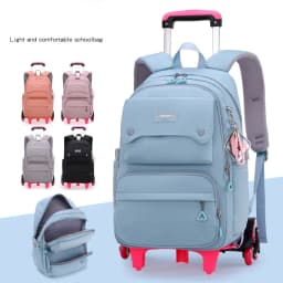 NEW Student School Bag Rolling Backpack Kids Trolley Bag Girl School Backpack Wheeled Bag Multifunctional Use Trolley Backpack