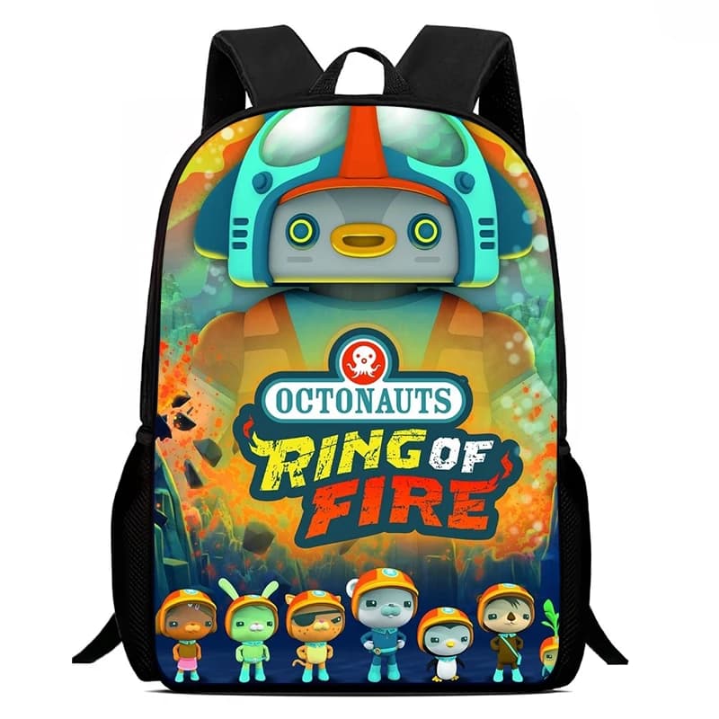 Popular O-Octonauts Print Backpack Schoolbag Boys and Girls Backpack Zipper Shoulders The Best Gift Camping Rucksack