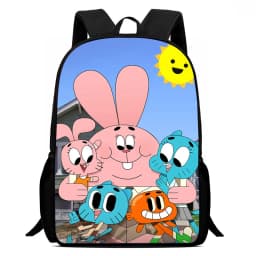 Nylon Backpack The Amazing World of Gumball Print School Bag for Boys Girls Children Backpack with Cartoon  Softback and Durable