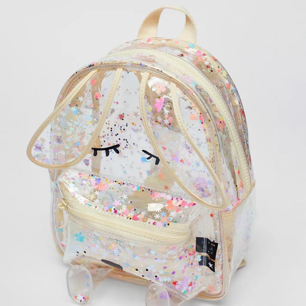 Summer New Sequins Glittering Bunny Shape Transparent Backpack Shopping Glitter Cute Ladies Shoulder Bag