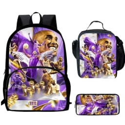 Basketball K-Kobe B-Bryant Child School Backpack 1/3PCS with Lunch Bags ,Pencil Bags School Bags for Boys Girls Best Gift