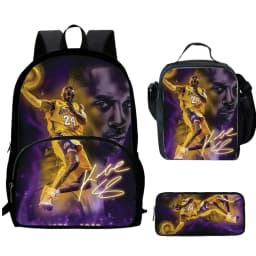 Basketball K-Kobe B-Bryant Child School Backpack 1/3PCS with Lunch Bags ,Pencil Bags School Bags for Boys Girls Best Gift