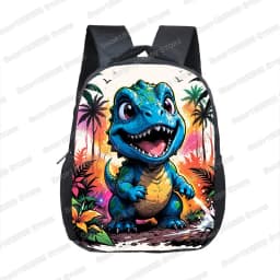 12 Inch Cute Dinosaur Print Backpack for 2-4 Years Old T-rex Skeleton Kids School Bag Kindergarten Girls Toddler Bookbags Gift