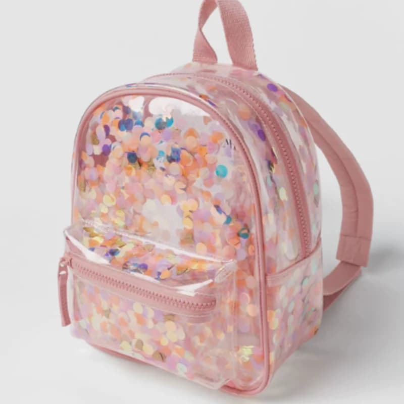 2026 New Confetti Transparent Backpack Ladies School Bag Color Confetti Ornament Backpack
