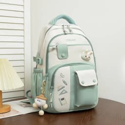 Cute Rabbit Children School Backpack for Teenage Girls Fashionable Splicing Color Contrast Fresh Lady Knapsack Kids Schoolbags