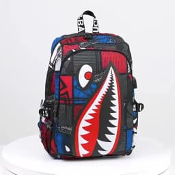 Cool shark mouth prints bagpack boy camouflage college bags unisex schoolbags waterproof backpacks student large capacity bags