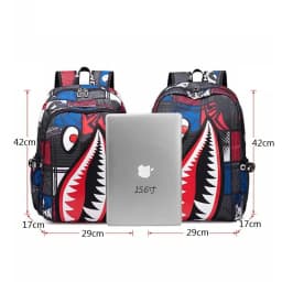Cool shark mouth prints bagpack boy camouflage college bags unisex schoolbags waterproof backpacks student large capacity bags