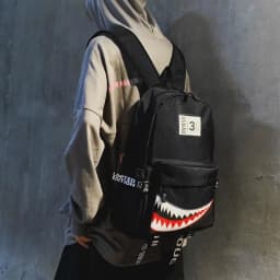 Fashion Large Back Packs for Girls Boys Black Waterproof School Backpacks Woman Shark Print Travel Bags Mochilas Escolar