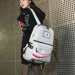 Fashion Large Back Packs for Girls Boys Black Waterproof School Backpacks Woman Shark Print Travel Bags Mochilas Escolar
