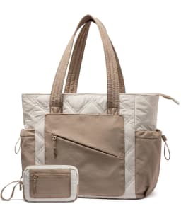 LOVEVOOK Tote Bag for Women, Puffer Bag and Work Bags with Zipper for Travel, Daily, School, Quilted Nurse Shoulder, 2pcs