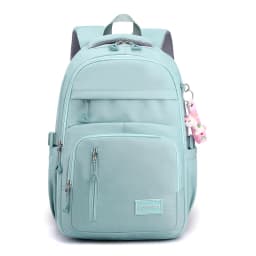 Girls School Bag With Pendant Nylon Backpack Travel Rucksack Multi Pockets Waterproof Casual Simple Style Schoolbag for Teenager