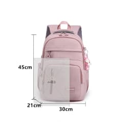 Girls School Bag With Pendant Nylon Backpack Travel Rucksack Multi Pockets Waterproof Casual Simple Style Schoolbag for Teenager