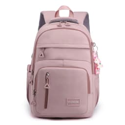 Girls School Bag With Pendant Nylon Backpack Travel Rucksack Multi Pockets Waterproof Casual Simple Style Schoolbag for Teenager