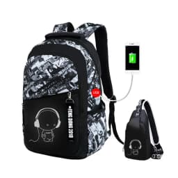 Teenage Boys School Bags Waterproof Large Backpack for Teenagers Bagpack High School Backpack for Boys Student Chest Bag Set