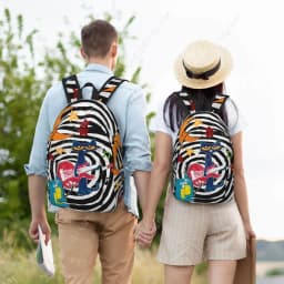 Pete The Cat I Love My White Shoes Cool Backpack High School Hiking Travel Cartoon Cats Daypack for Men Women Laptop Canvas Bags