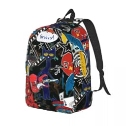 Pete The Cat I Love My White Shoes Cool Backpack High School Hiking Travel Cartoon Cats Daypack for Men Women Laptop Canvas Bags