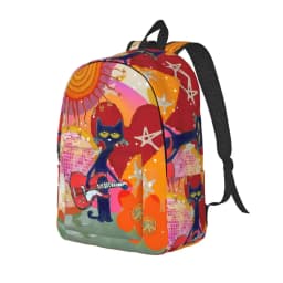 Pete The Cat I Love My White Shoes Cool Backpack High School Hiking Travel Cartoon Cats Daypack for Men Women Laptop Canvas Bags
