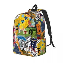 Pete The Cat I Love My White Shoes Cool Backpack High School Hiking Travel Cartoon Cats Daypack for Men Women Laptop Canvas Bags