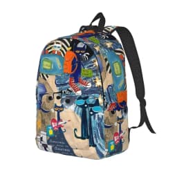 Pete The Cat I Love My White Shoes Cool Backpack High School Hiking Travel Cartoon Cats Daypack for Men Women Laptop Canvas Bags