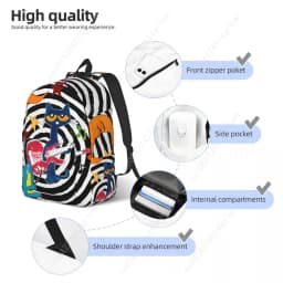 Pete The Cat I Love My White Shoes Cool Backpack High School Hiking Travel Cartoon Cats Daypack for Men Women Laptop Canvas Bags