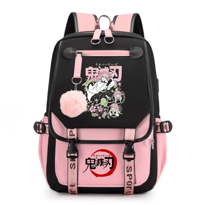 Kids Anime School Backpack Demon Slayer Pattern Casual Daypack for Girls Students Book Bag