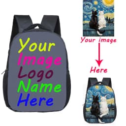 12 Inch Personalized Customize Your Logo Name Image Toddlers Backpack Cartoon Children BookBags Baby Daypack Kids Gift Bags