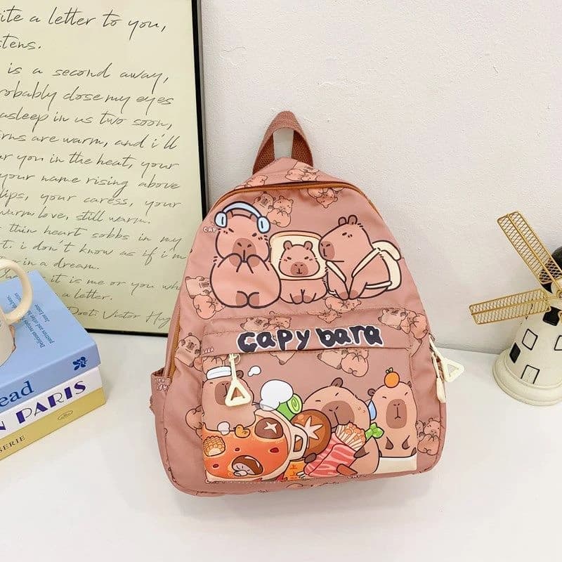 2026 New Kawaii Cartoon Capybara Backpack Women Girls Ultra-light Kindergarten Primary Student Schoolbag Simple Pattern Book Bag