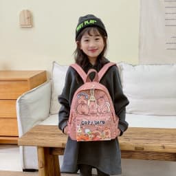 2026 New Kawaii Cartoon Capybara Backpack Women Girls Ultra-light Kindergarten Primary Student Schoolbag Simple Pattern Book Bag