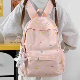 Y2K Cute Aesthetic Preppy Backpack Lightweight Travel Rucksack Nylon Travel Casual Daypack Waterproof for Teens Girls Students