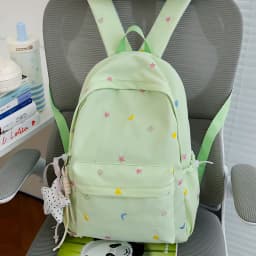 Y2K Cute Aesthetic Preppy Backpack Lightweight Travel Rucksack Nylon Travel Casual Daypack Waterproof for Teens Girls Students