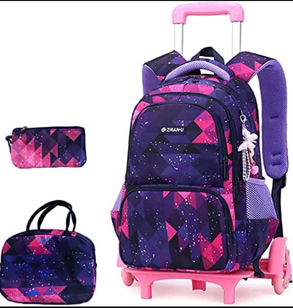 School Trolley Bag School Wheeled Backpack Set for Girls Elementary School Trolley Bag Set 3 pcs with Lunch Bag Pen Bag For Boy