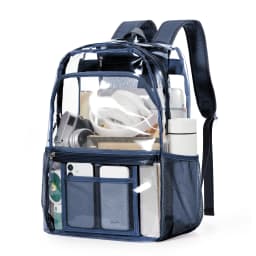 Clear Polyester Backpack - Stylish Transparent Daypack for School Multipocket Transparent Backpack Casual Modern Aesthetic Bag 