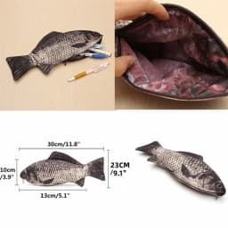 Simulated Crucian Pencil Bag Personality Creative Salt Fish Shaped Pen Pencil Case Funny Handbag for Students Teenages Girls